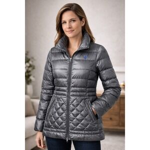 Polo Ralph Lauren Quilted Puffer Jacket Silver Metallic Gray Women's Medium